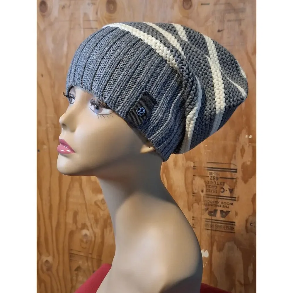 lululemon athletica Gray Striped Beanie